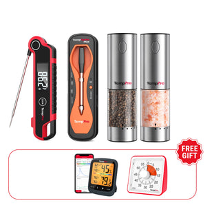 TempPro TempSpike Plus TP970 Wireless Meat Thermometer + TP620 Instant-Read Thermometer + APG710 Spice Grinder 2-Pack