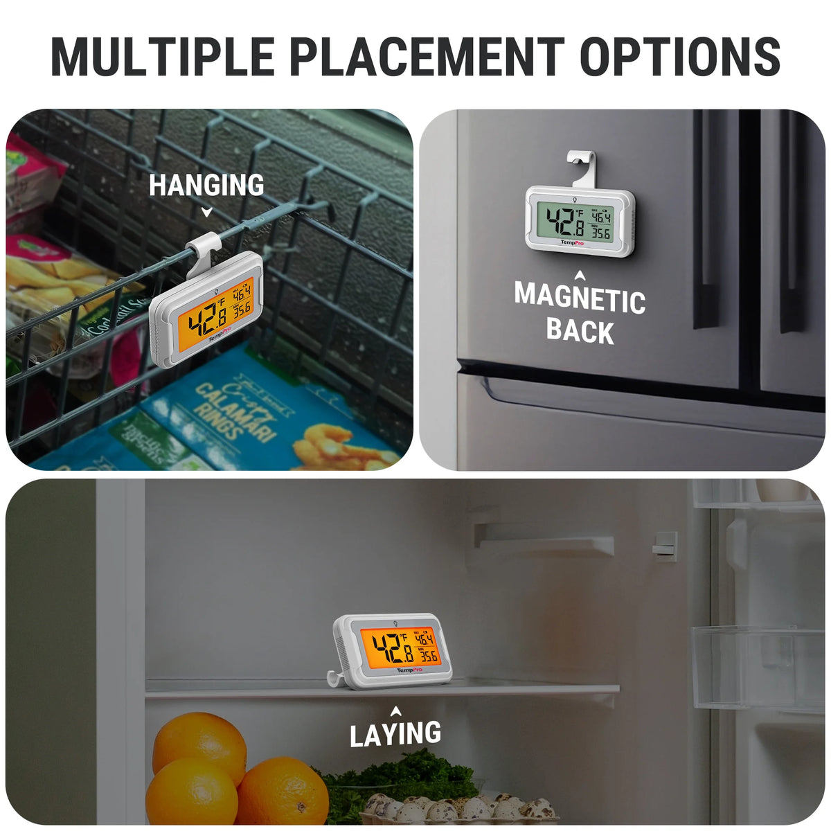 Termómetro digital para refrigerador y congelador TempPro TempAir CORE TP110 — Impermeabilidad IPX6, ±1.0 °C