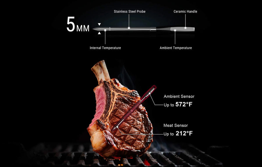 TempPro TempSpike Plus TP970 Smart Wireless Meat Thermometer — Truly Wireless, 600-ft Bluetooth