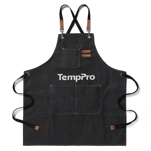 TempPro BBQ & Kitchen Apron — Detachable Straps, 100% Canvas