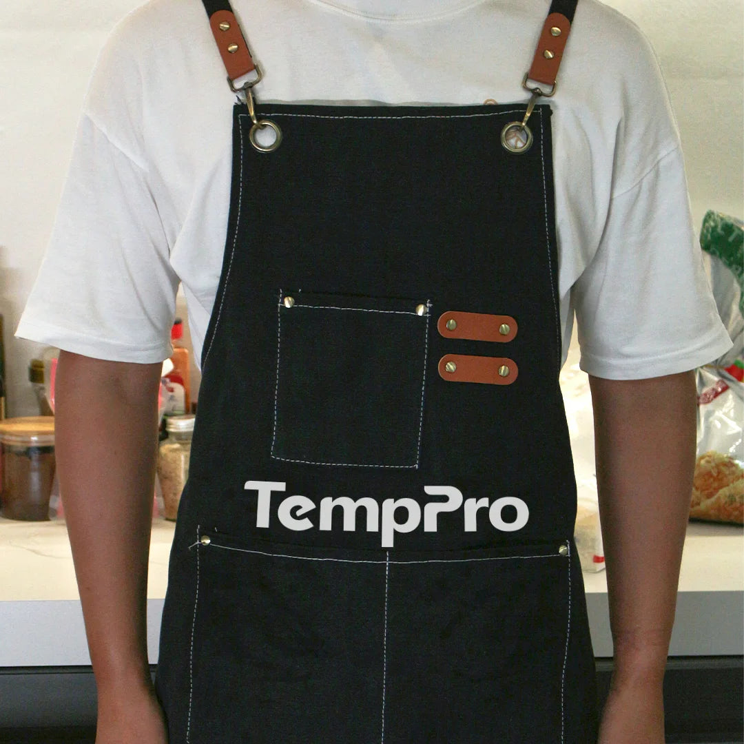 Tablier TempPro pour barbecue et cuisine - Bretelles détachables, 100 % toile