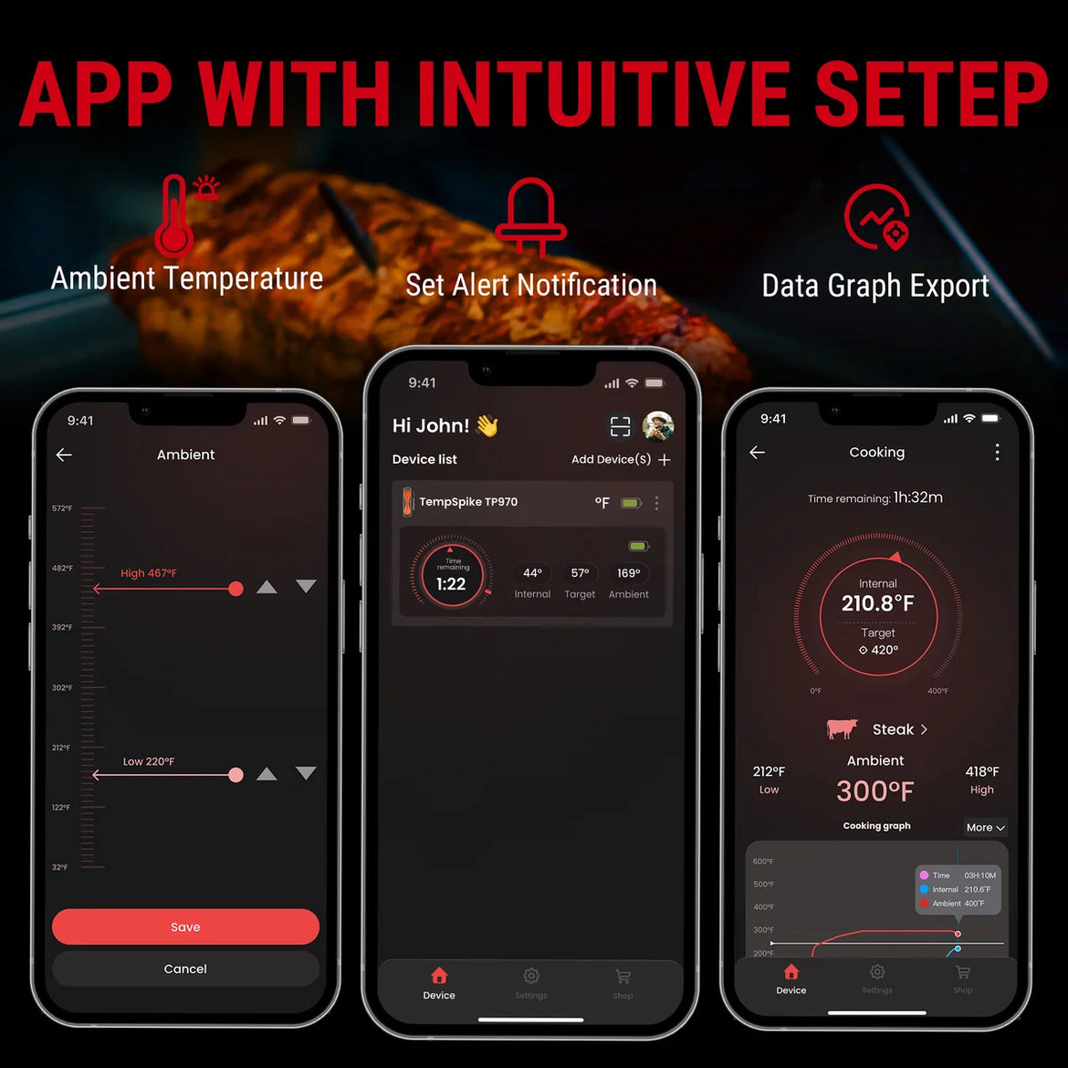 TempPro TempSpike Plus TP970 Smart Wireless Meat Thermometer — Truly Wireless, 600-ft Bluetooth