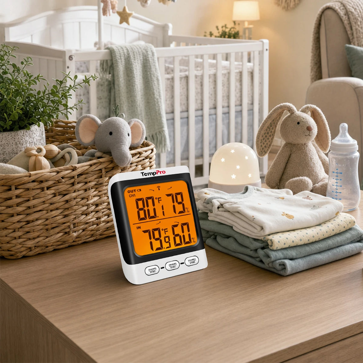Thermomètre et hygromètre sans fil TempPro TempAir PLUS TP62B intérieur/extérieur — Portée de 150 m, Max/Min