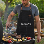 Tablier TempPro pour barbecue et cuisine - Bretelles détachables, 100 % toile
