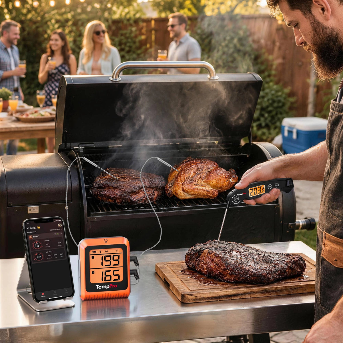 TempPro TP920 Bluetooth Meat Thermometer + TP605 Instant-Read Thermometer — Value Pack