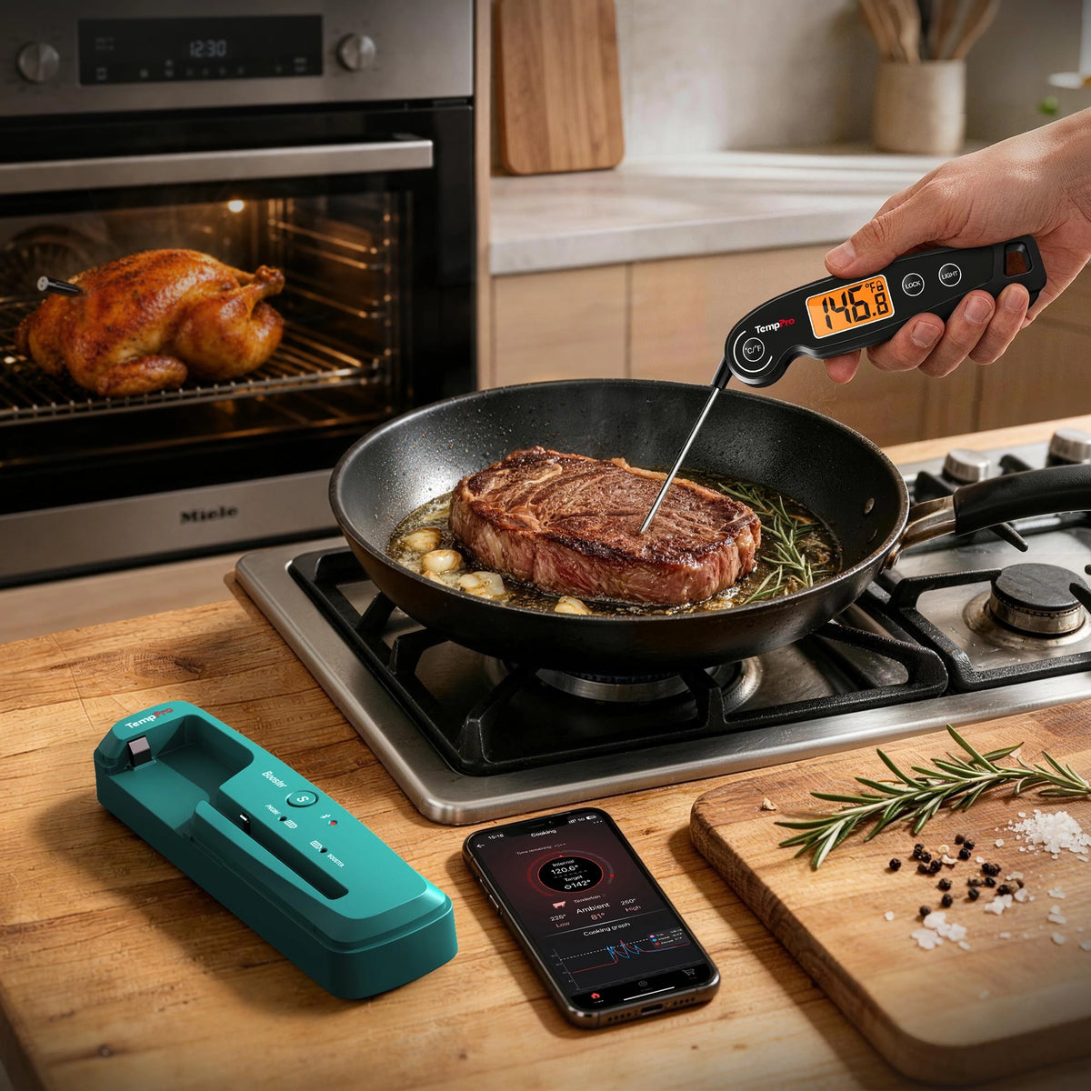TempPro TempSpike TP961 Wireless Meat Thermometer & TP605 Instant-Read Thermometer - Value Pack