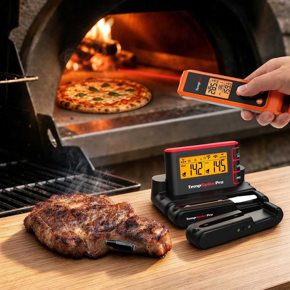 Thermomètre à viande Wi-Fi TempPro TempSpike Pro TP980 (2 sondes) + Thermomètre infrarouge et à lecture instantanée 2-en-1 TP420