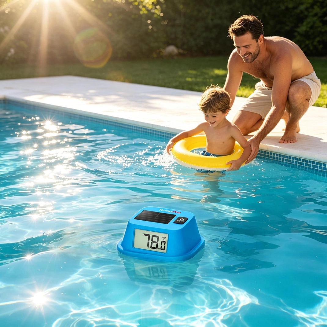 Termómetro flotante solar TempPro TempAir CORE TP111 para piscinas - IPX8 impermeable, LCD dual