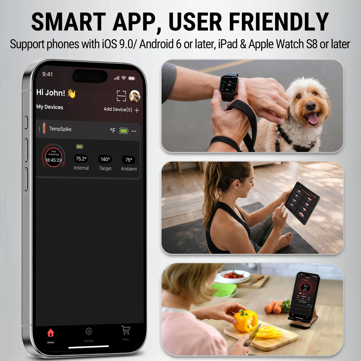 Termómetro inalámbrico para carne TP960 TempSpike con Bluetooth (alcance de 152 m)