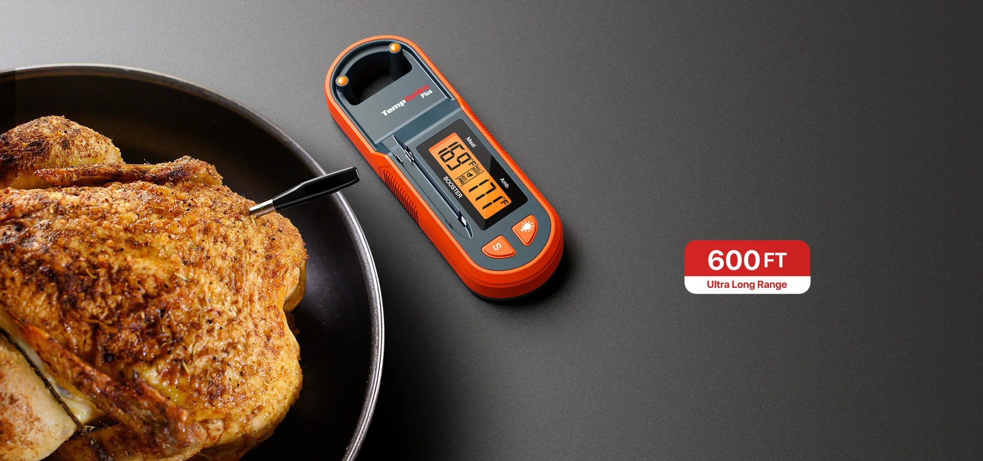 Thermomètre à viande Bluetooth sans fil TempSpike Plus TP971 – Portée de 183 m