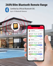 Termómetro higrómetro Bluetooth para interiores TempPro TP359W - 80 m, sensor suizo, negro · Edición para tienda