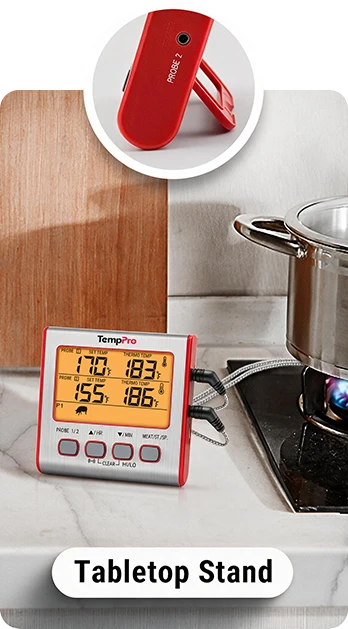 TempPro TP17W Dual-Probe Leave-In Meat Thermometer—Timer, USDA Presets & High/Low Alarm