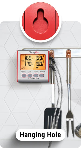TempPro TP17W Dual-Probe Leave-In Meat Thermometer—Timer, USDA Presets & High/Low Alarm