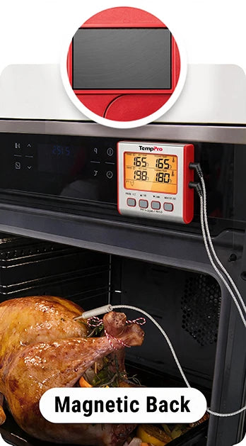 TempPro TP17W Dual-Probe Leave-In Meat Thermometer—Timer, USDA Presets & High/Low Alarm