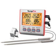 TempPro TP17W Dual-Probe Leave-In Meat Thermometer—Timer, USDA Presets & High/Low Alarm