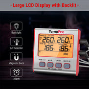 TempPro TP17W Dual-Probe Leave-In Meat Thermometer—Timer, USDA Presets & High/Low Alarm