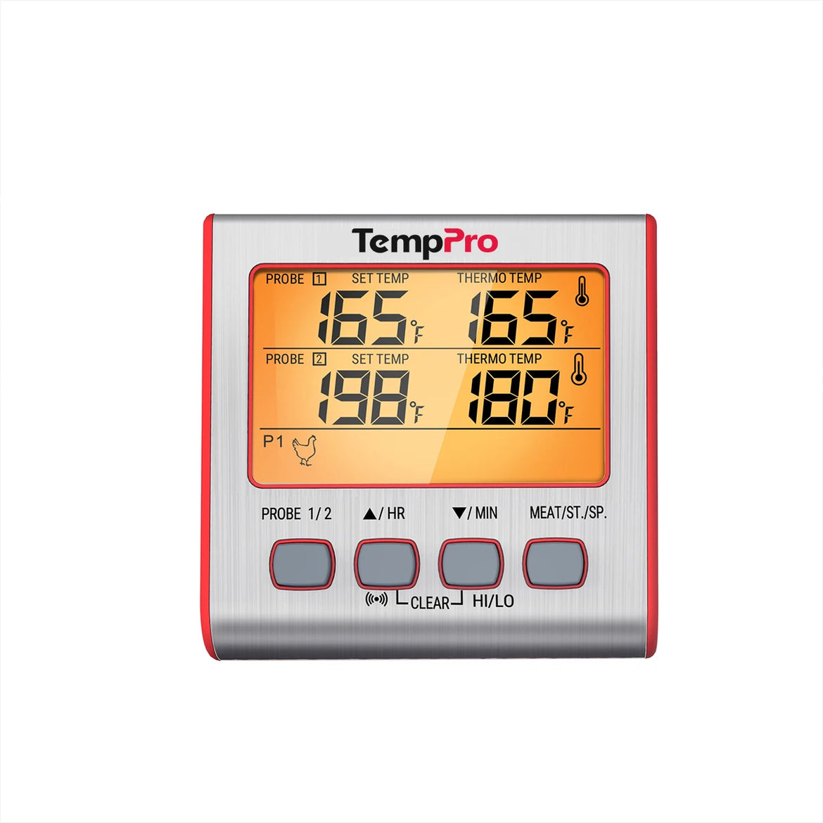 TempPro TP17W Dual-Probe Leave-In Meat Thermometer—Timer, USDA Presets & High/Low Alarm
