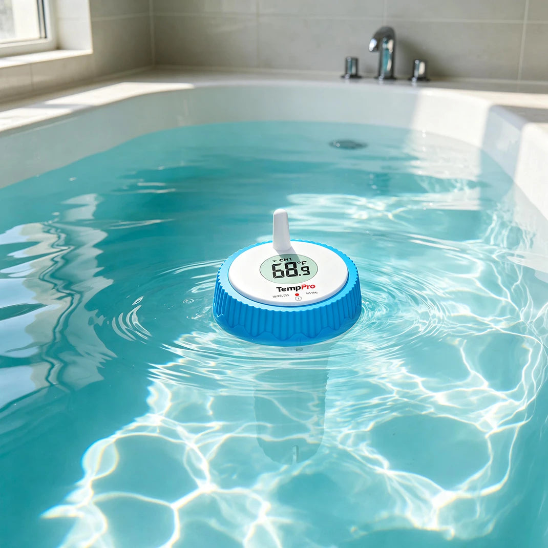 Termómetro inalámbrico de piscina TempPro TempAir PLUS TP211B — Alcance de 150 m, resistente al agua IPX8