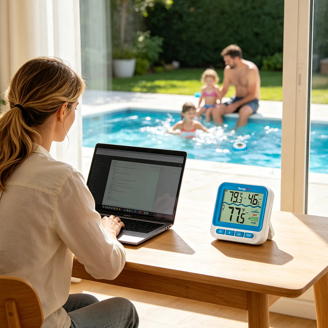 Termómetro inalámbrico de piscina TempPro TempAir PLUS TP211B — Alcance de 150 m, resistente al agua IPX8