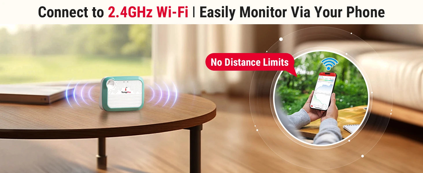 Thermomètre et hygromètre Wi-Fi TempPro TP371 — Connexion Wi-Fi, Autonomie de la batterie prolongée