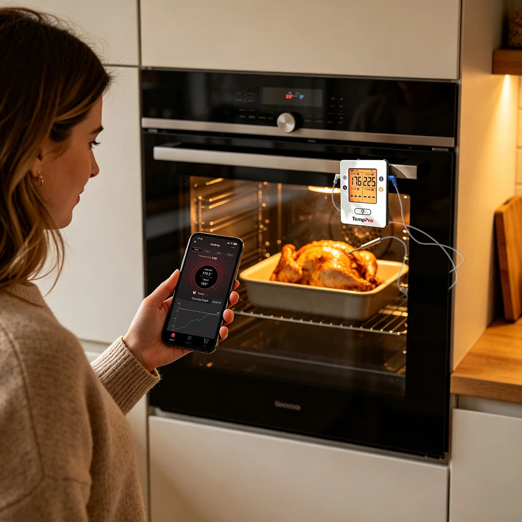 Termómetro Inalámbrico para Carne TempPro TempSync PRO TP25 — 4 Sondas, Bluetooth Inteligente