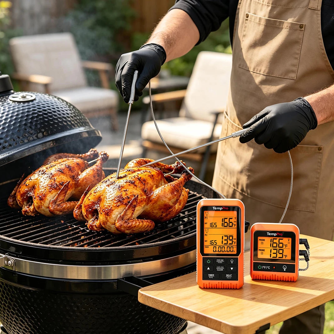 TempPro TempSync PLUS TP826 Wireless Meat Thermometer — 500FT RF Range, Dual Probes & BBQ Mode
