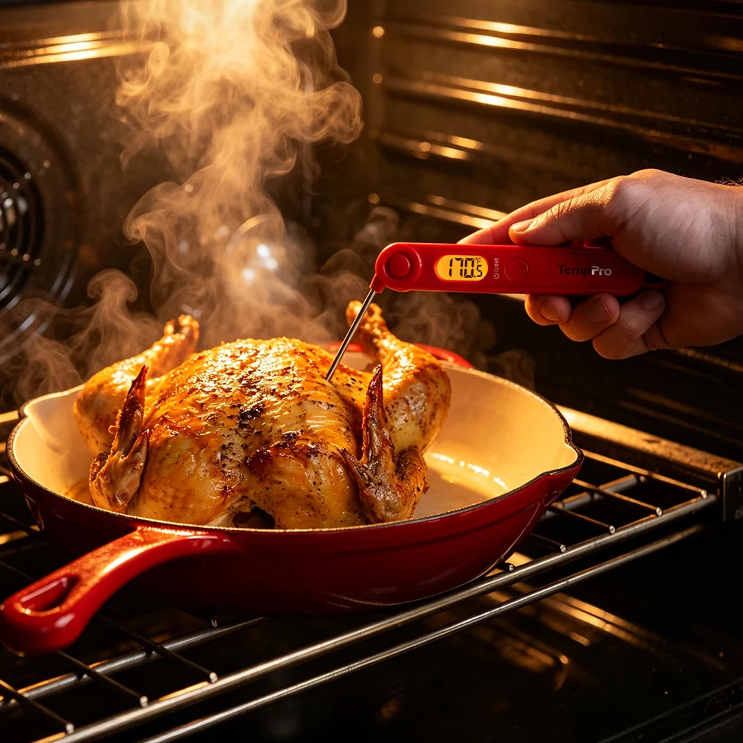 Termómetro de carne de lectura instantánea TempPro TempSwift PLUS TP03B — Digital, retroiluminado, 1 segundo