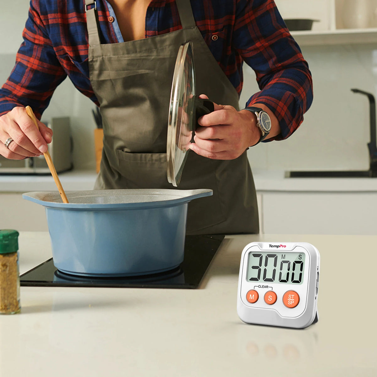TempPro TM03 Digital Kitchen Timer — Memory Recall, 2-Level Alarm