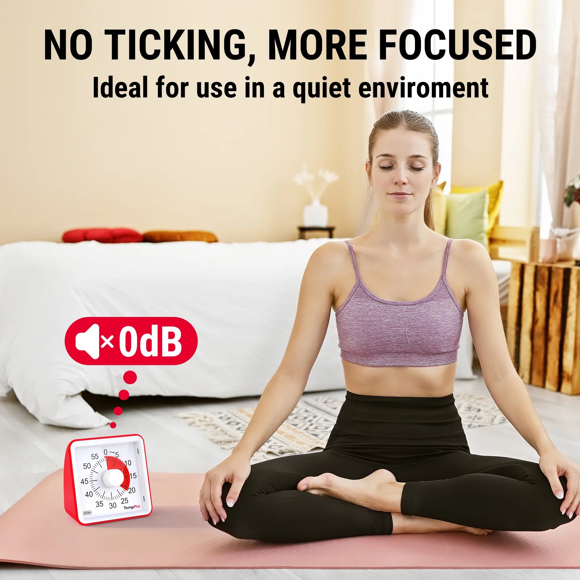 TempPro TM021 Visual Kitchen Timer — 60-Minute, Silent, No Buttons