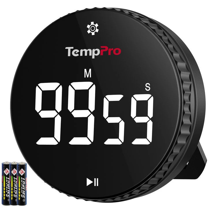 Temporizador digital de cocina TempPro TM04B - Control de un toque, LED de 3.1"