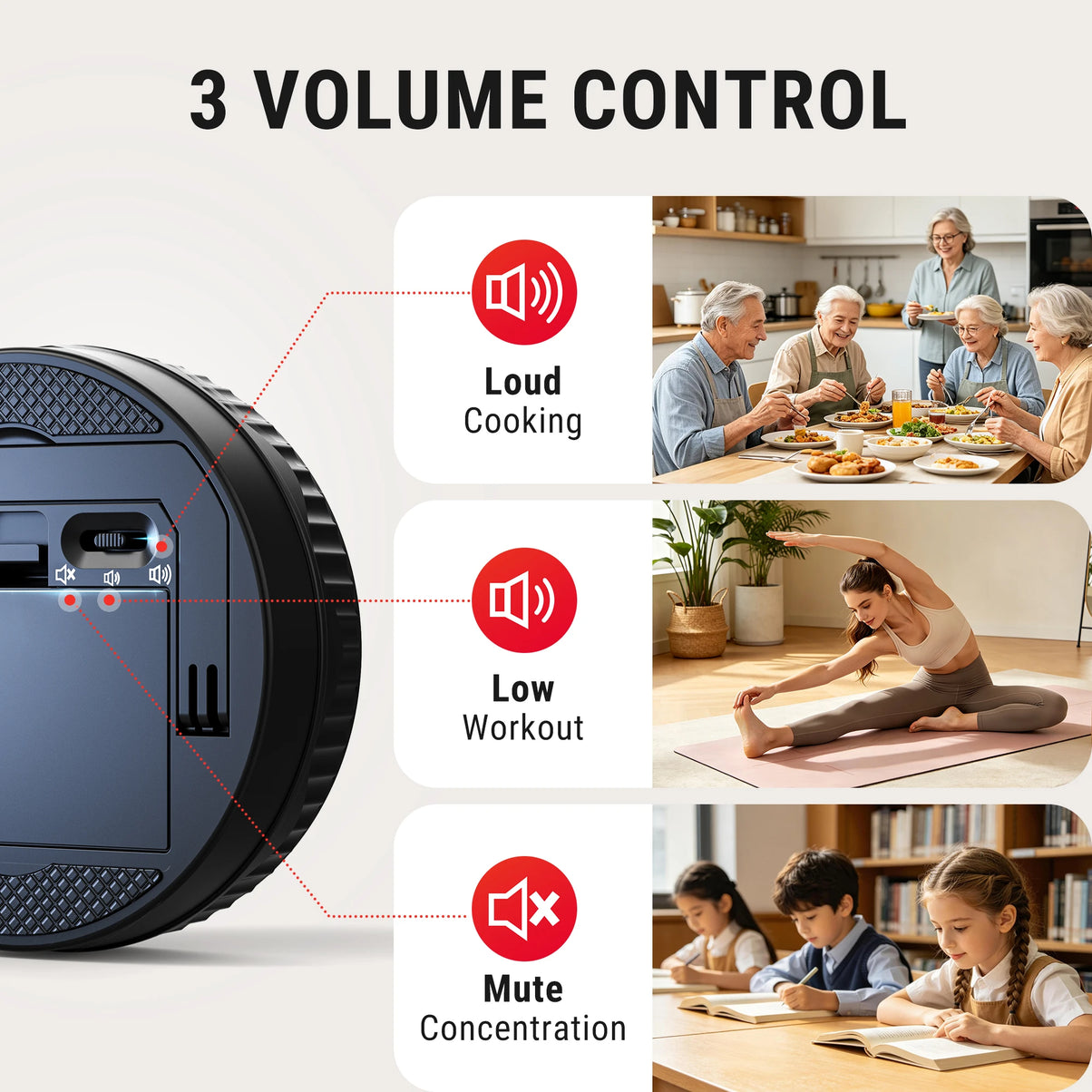 Temporizador digital de cocina TempPro TM04B - Control de un toque, LED de 3.1"