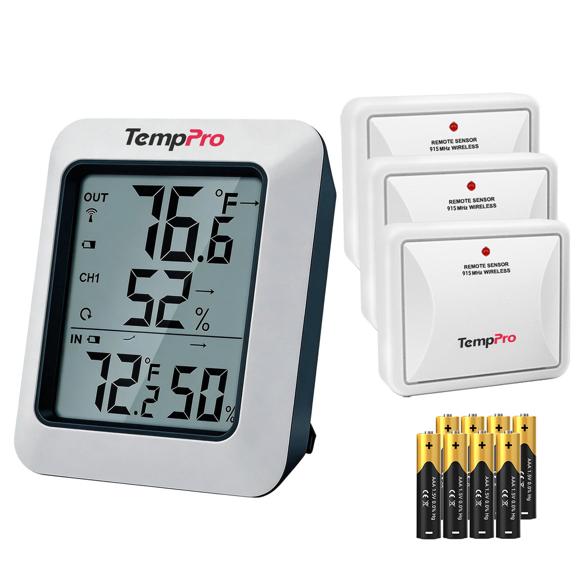 Termómetro e higrómetro inalámbrico para interior y exterior TempPro TempAir PLUS TP60B — 150 m de alcance, máximos/mínimos