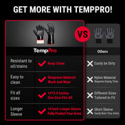 TempPro TP100 Waterproof BBQ Gloves — 932°F Heat-Resistant, 14" Sleeves
