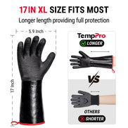 TempPro TP100 Waterproof BBQ Gloves — 932°F Heat-Resistant, 14" Sleeves