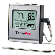 TempPro TempTrack CORE TP16 Leave-In Meat Thermometer — Oven & Grill Safe, Programmable Alarm