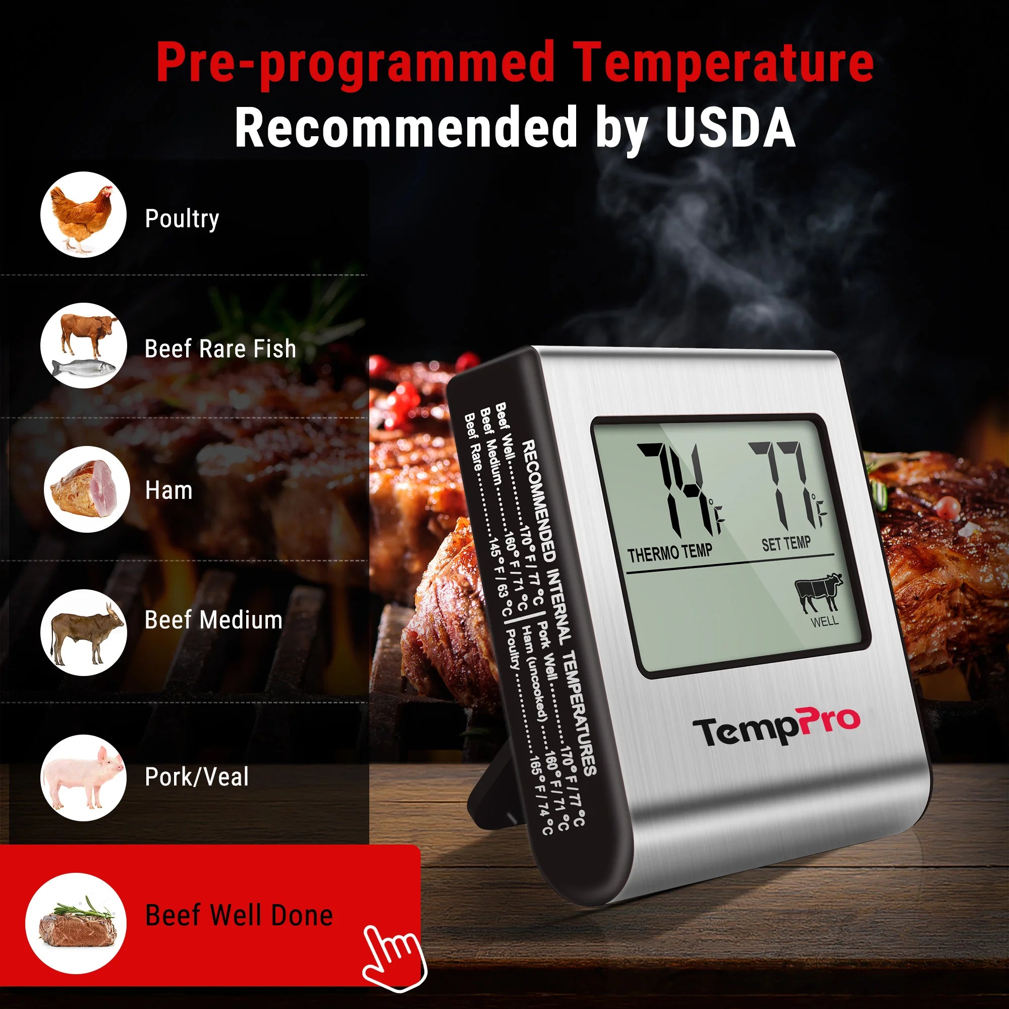 Thermomètre à viande sans rinçage TP16