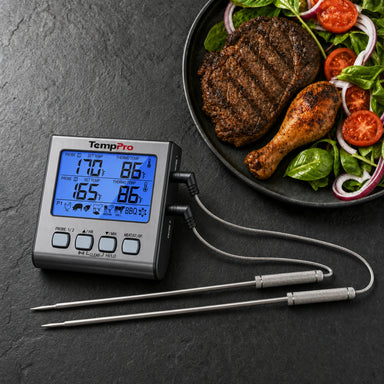 TempPro TempTrack PLUS TP17 Leave-In Meat Thermometer — Oven & Grill Safe, Timer & Alarm