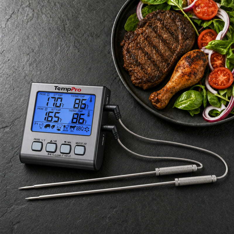 TempPro TP17 Leave-In Meat Thermometer — Oven & Grill Safe, Timer & Alarm