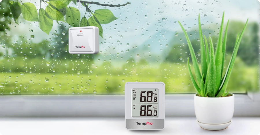 TempPro TempAir PLUS TP200B Wireless Indoor Outdoor Thermometer - Up to 4 Locations, 500ft