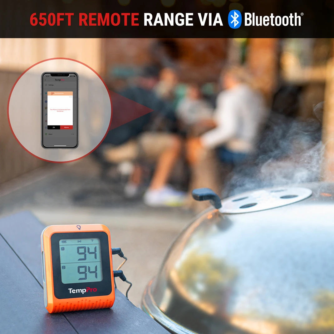 TempPro TP25H2 Wireless Meat Thermometer - Smart Bluetooth, App Alerts