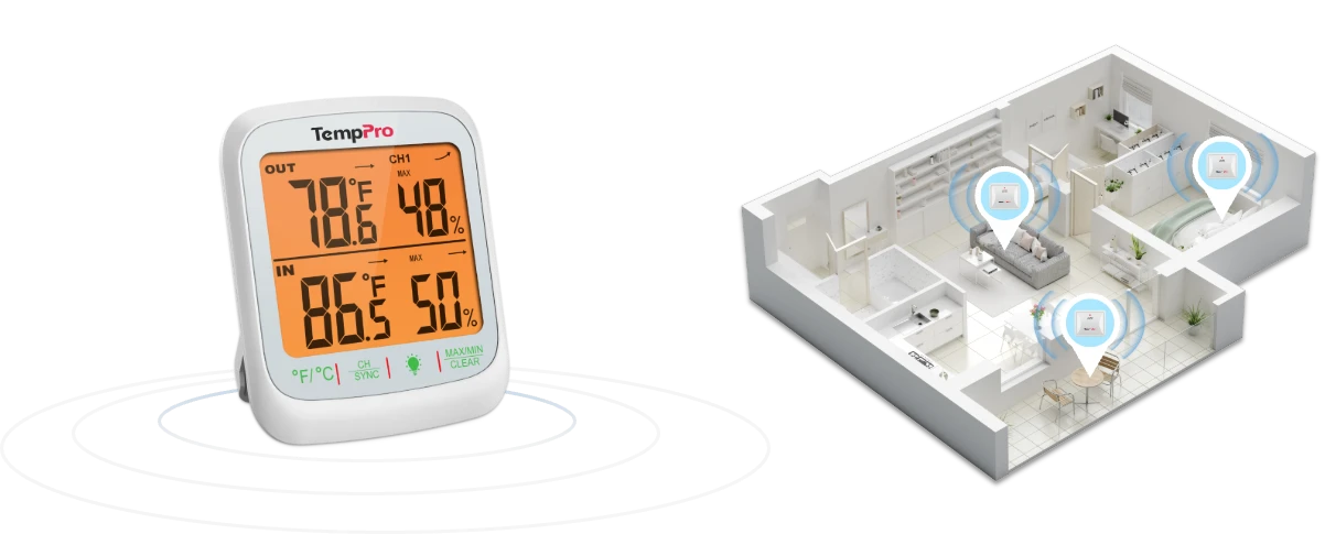 Termómetro higrómetro inalámbrico para interiores y exteriores TP260B