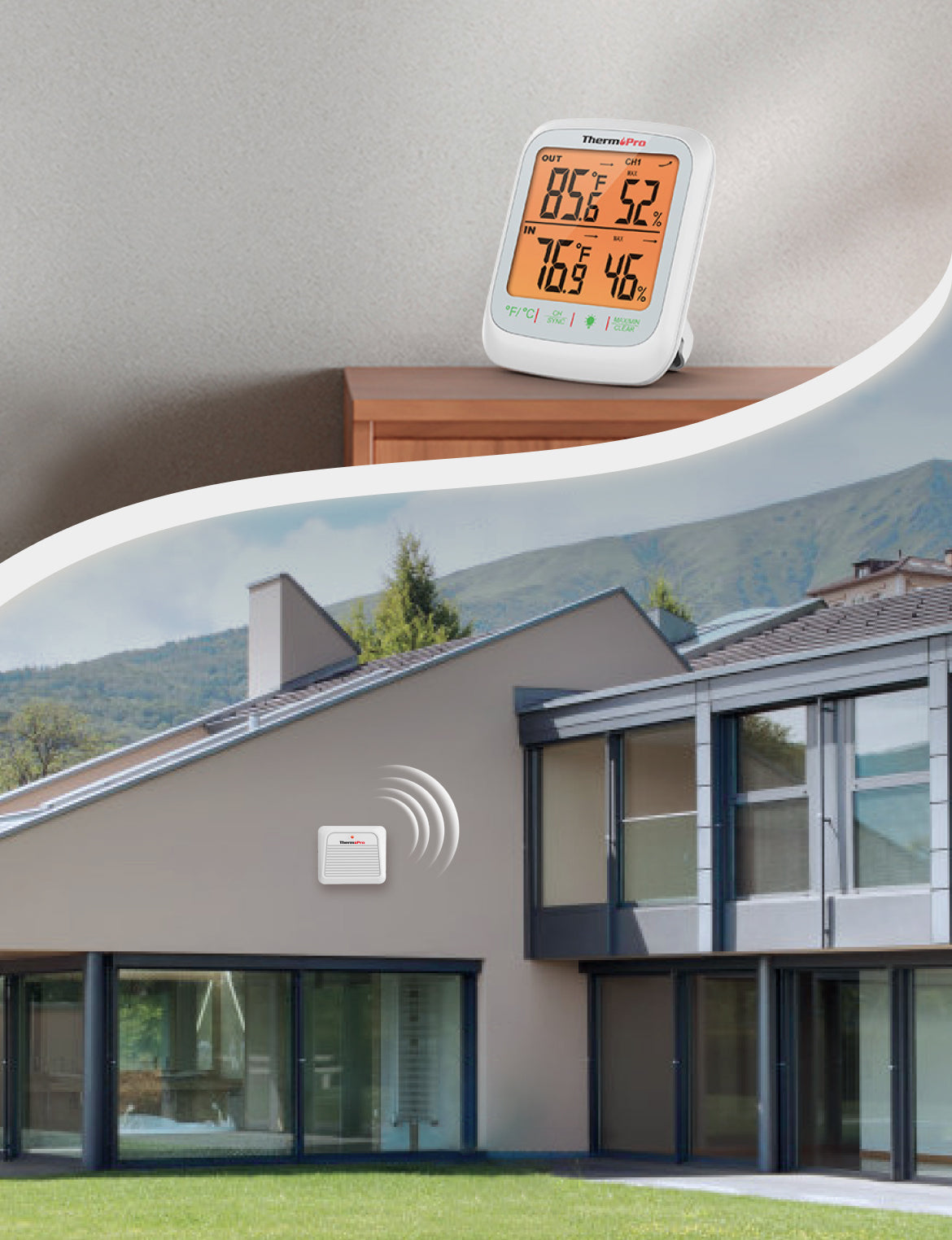 Termómetro higrómetro inalámbrico para interiores y exteriores TP260B
