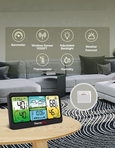 TempPro TP280B Wireless Home Weather Station — 1,000ft Range, Forecast & Barometer