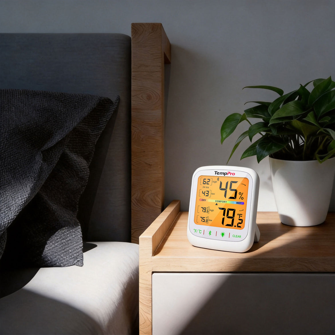 TempPro TempAir ELITE TP359 Hygromètre et thermomètre d'intérieur Bluetooth — Portée de 80 m, application intelligente