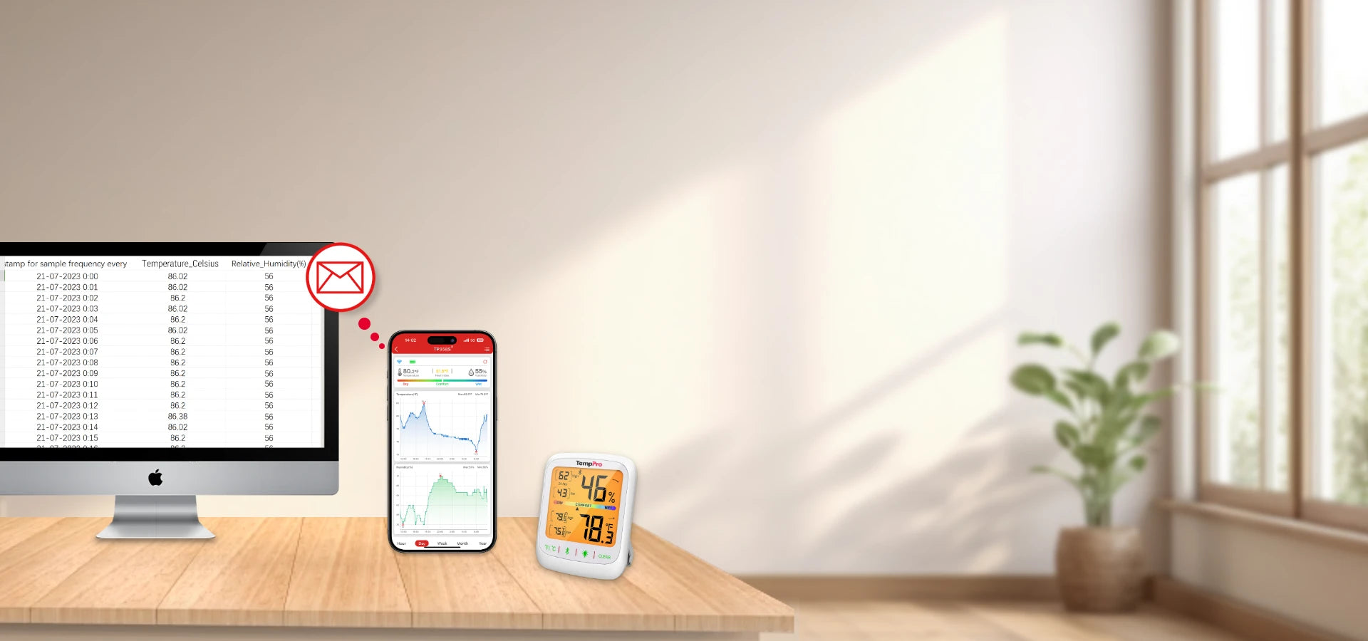 Termómetro higrómetro para interiores con Bluetooth TP359