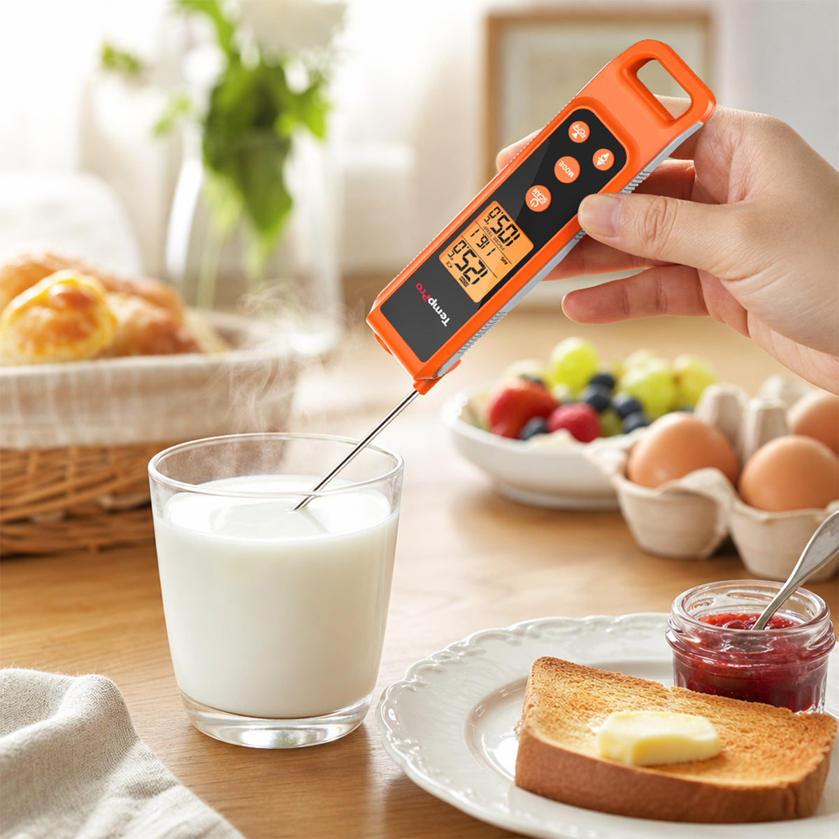 Termómetro infrarrojo TP420 2 en 1 de lectura instantánea para cocinar