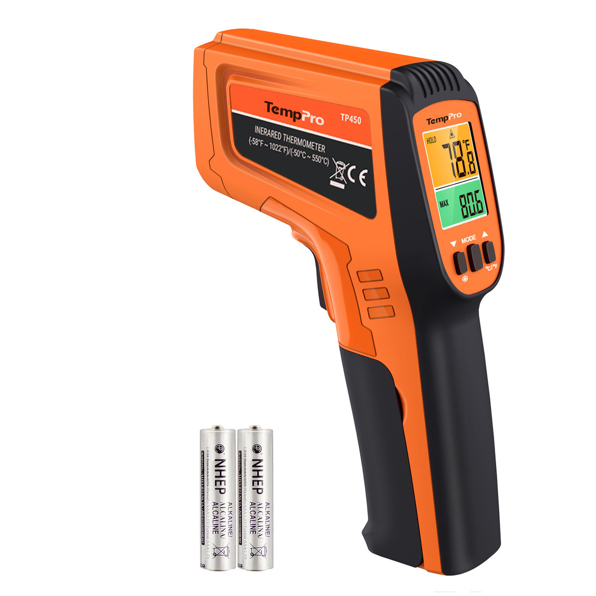 Thermomètre infrarouge double laser TempPro TempScan PLUS TP450 – Réponse de 0,5 s, D:S 16:1
