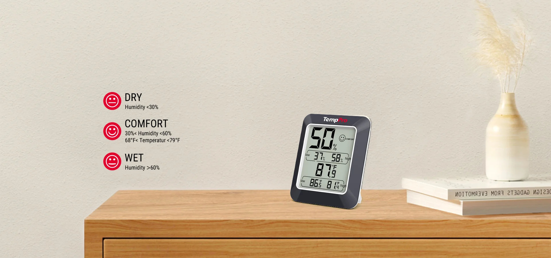 Higrómetro/termómetro digital para interiores ThermoPro TP50
