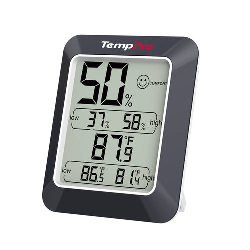TempPro TP50W Digital Indoor Thermometer & Hygrometer — Calibratable, Large Backlit