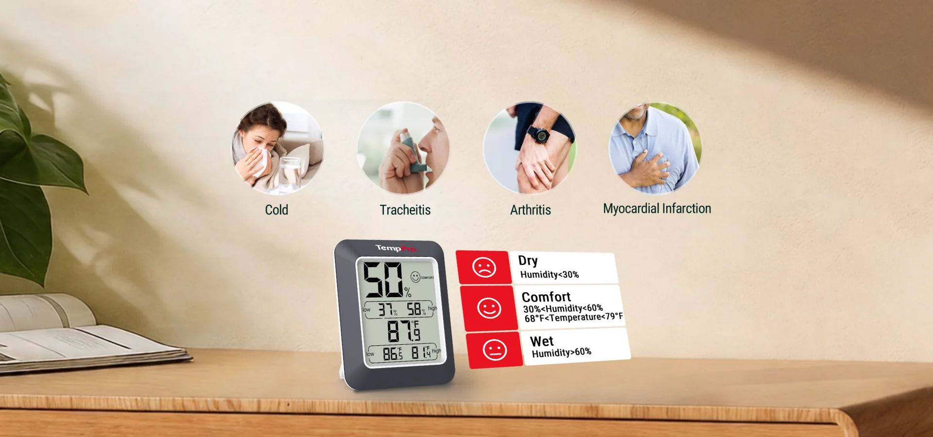 Higrómetro/termómetro digital para interiores ThermoPro TP50